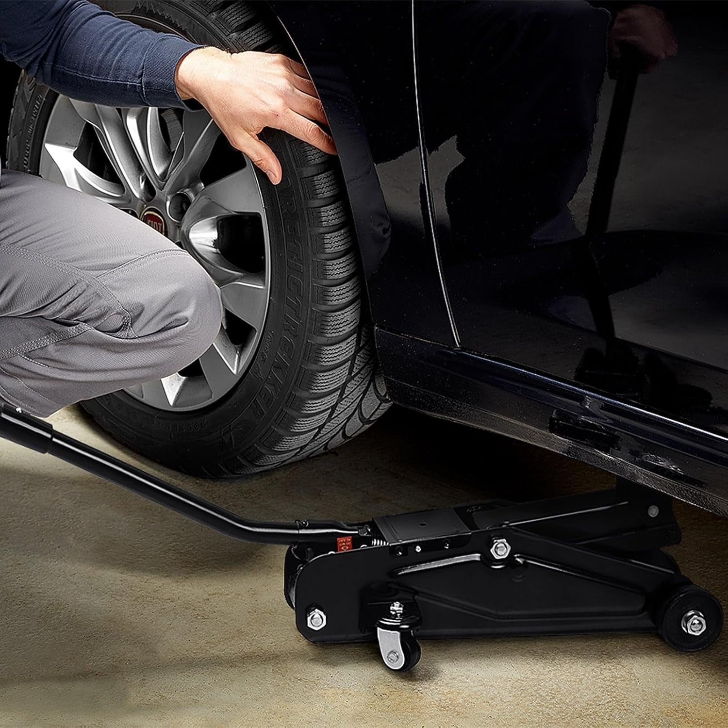 2 Ton Hydraulic Trolley Jack 135–330mm w/ Case Rubber Pad Heavy Duty Black