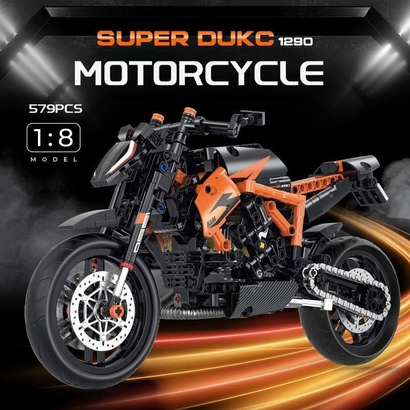 586pcs Realistic Motorcycle Model Kit with Moving Parts & Easy Build
