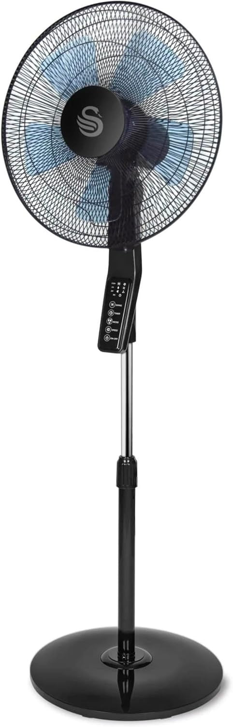 16-Inch Pedestal Fan – 3 Speed Quiet Oscillating Floor Fan with Remote & Timer