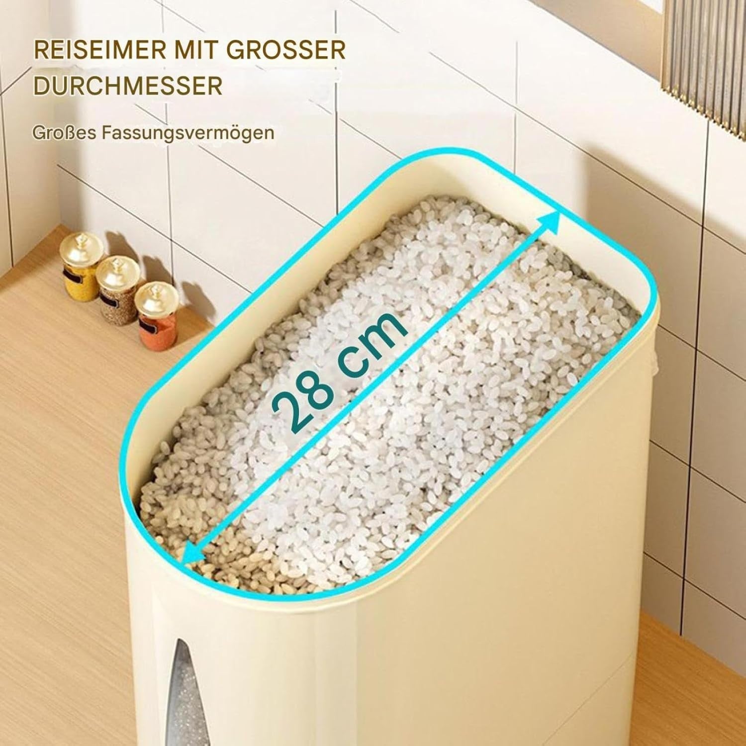 10KG Airtight Rice Dispenser PP Storage Container Pantry Grain Bin