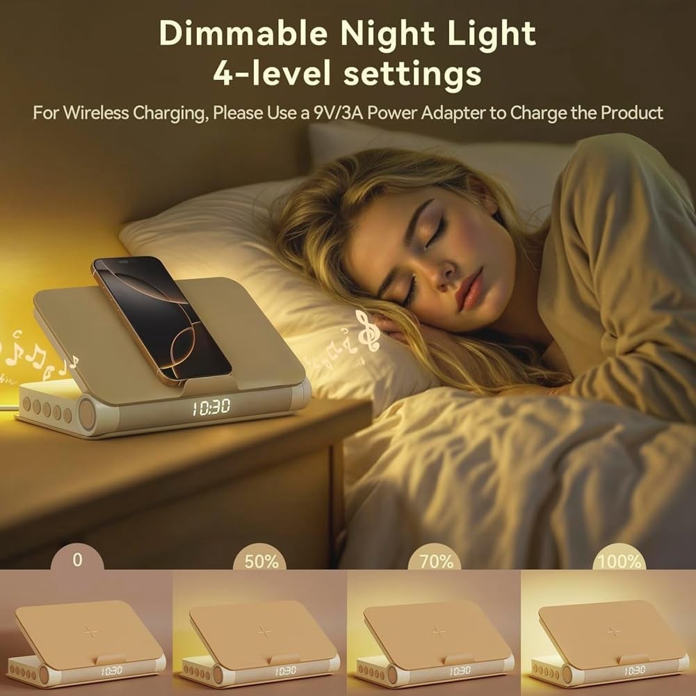 Sunrise Alarm Clock Book Lamp Loud Wake Up Light Heavy Sleepers Apricot Yellow