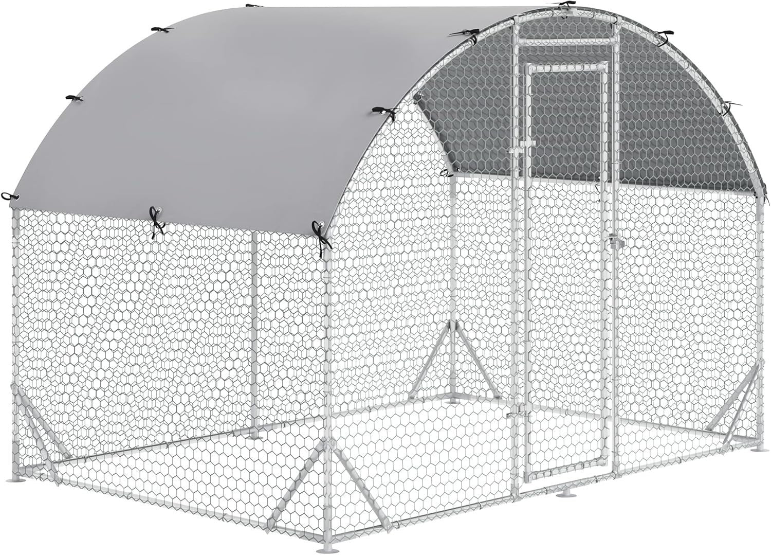 Walk In Chicken Run 2.8x1.9x2m Galvanised Steel Coop Cage Cover