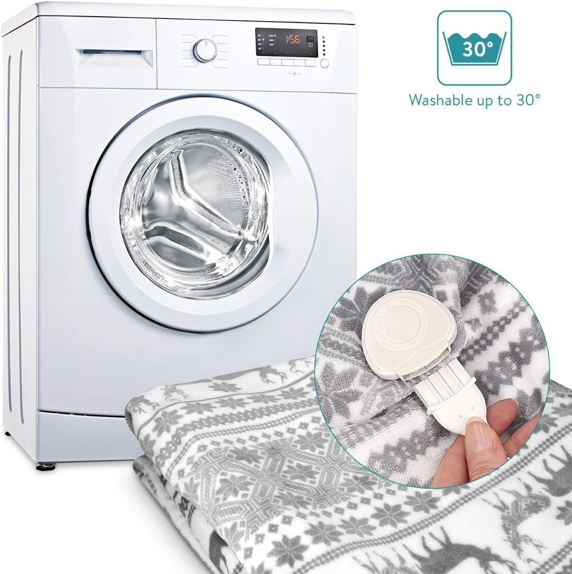 Electric Heated Throw Blanket Christmas Design 3 Heat Auto Off Washable 180x130