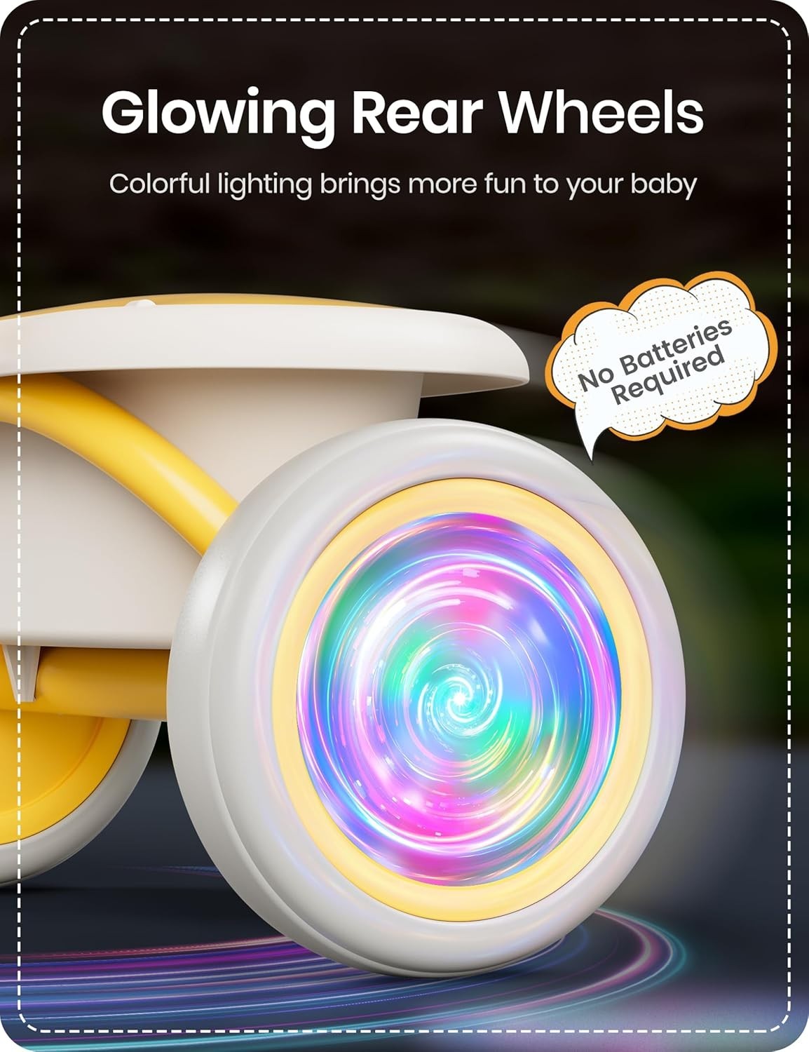 Kids Tricycle Flash LED Wheels Foldable Toddler Trike Yellow Age 18M-5Y