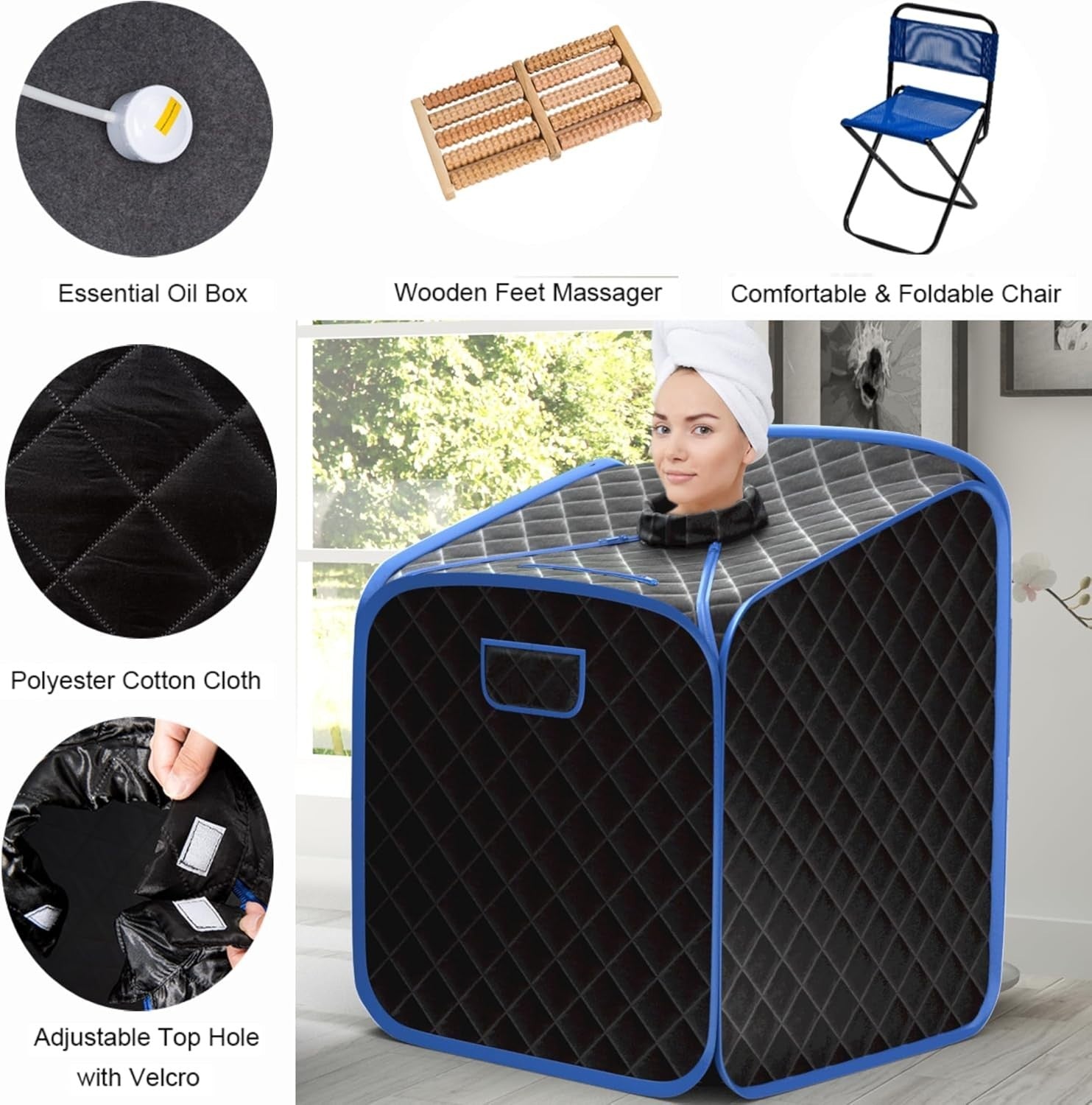 Portable Steam Sauna Tent Home Spa 1000W Fast Heat Remote Chair Foot Roller