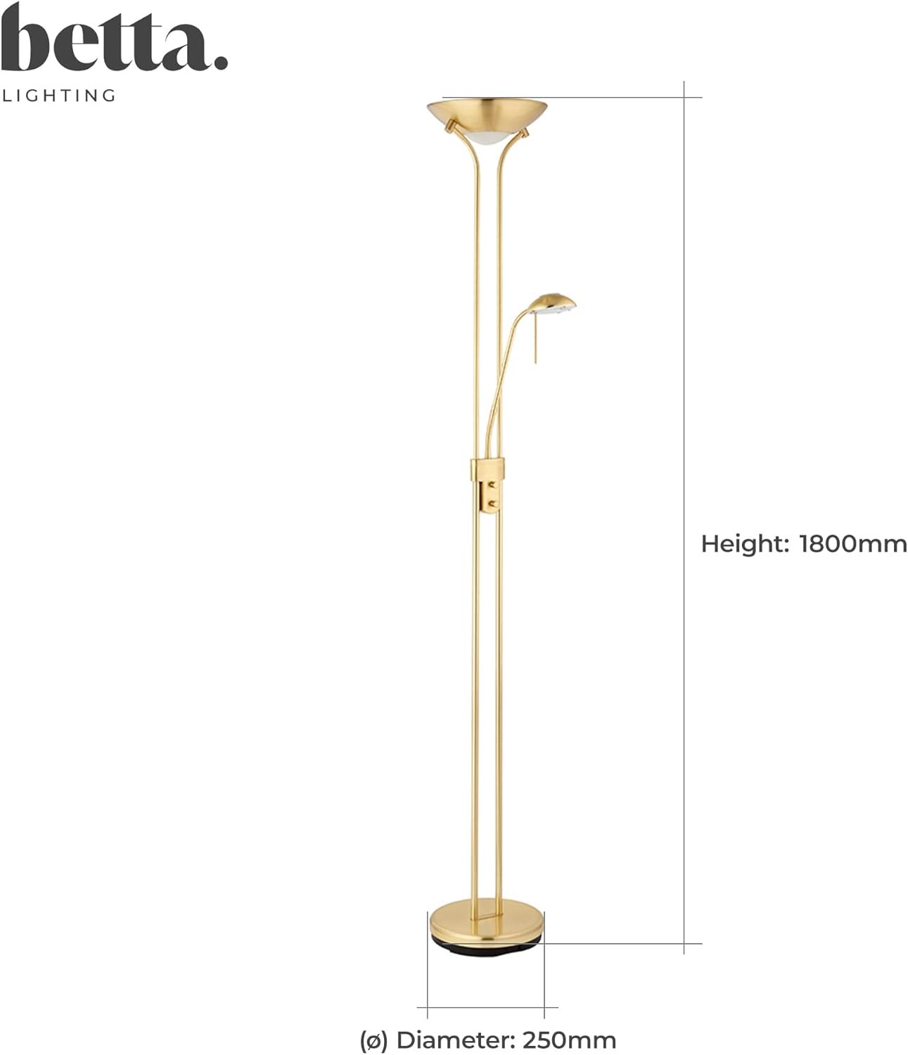 Mother Child Floor Lamp Uplighter Reading Light Satin Brass Dimmable