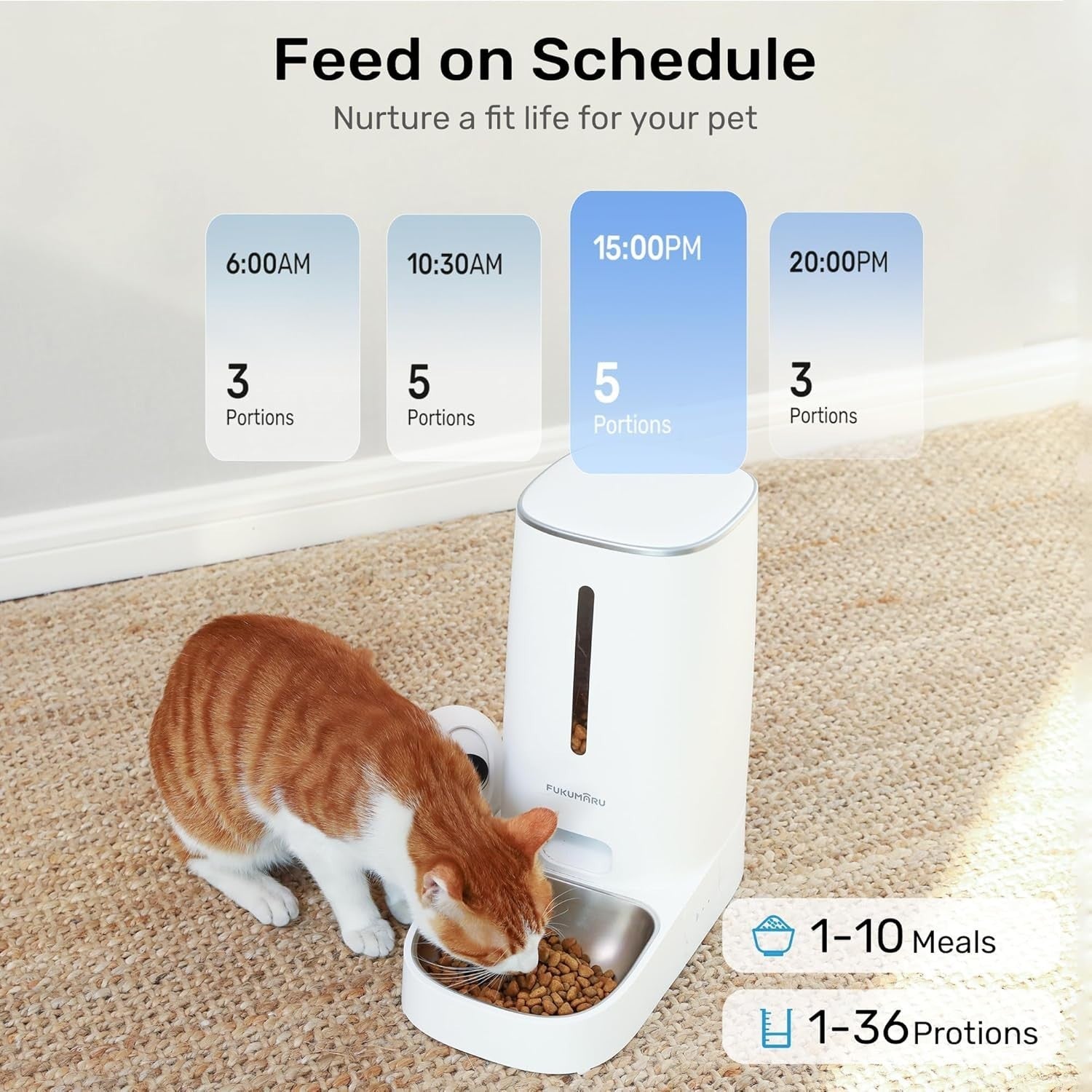 Smart Cat Feeder with Camera 1080P WiFi App Control 2 Way Audio