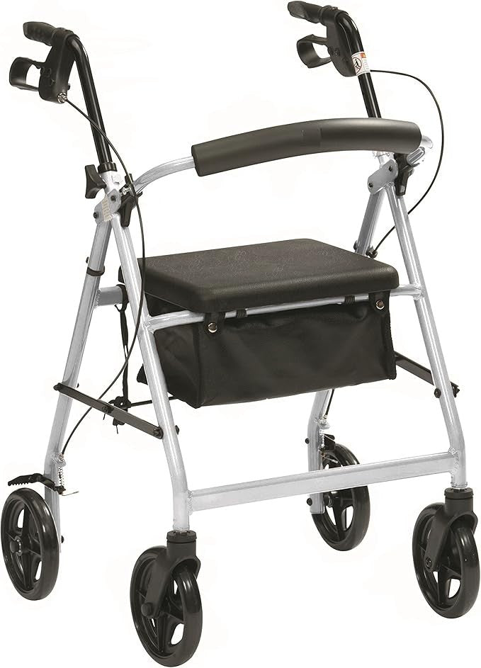 Ultra Lightweight Folding Rollator Walker with Seat Brakes Bag 4 Wheels