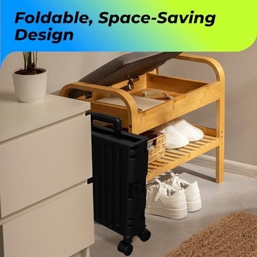 40KG Foldable Shopping Trolley 65L Cart with Lid 4 Wheels Handle