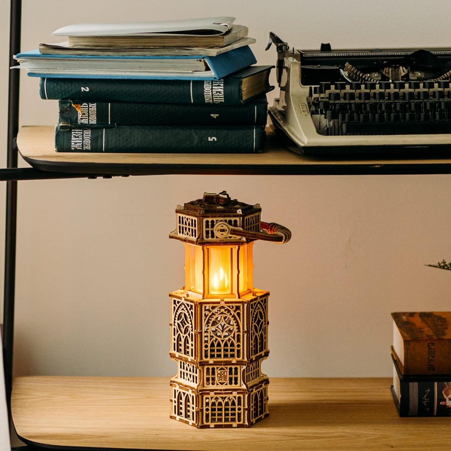 LED Lit 3D Wooden Lantern Puzzle – Mechanical DIY Model for Kids & Adults