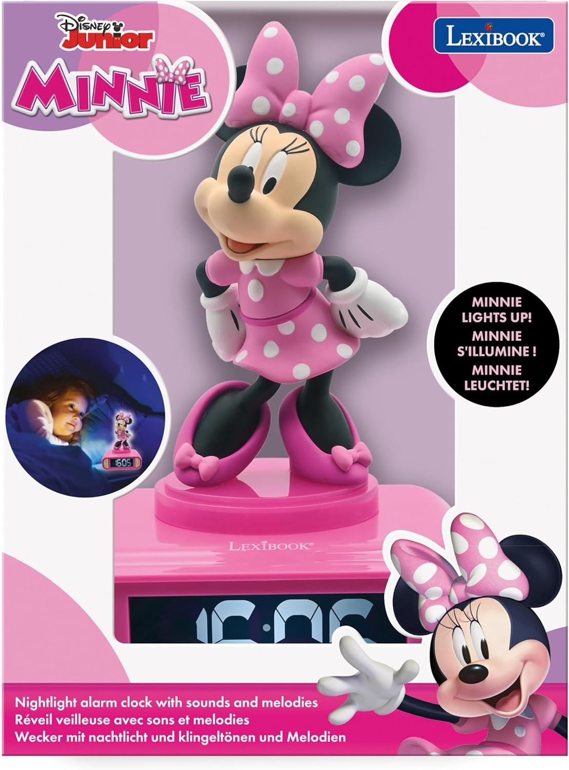 Kids Cartoon Alarm Clock Night Light LED Display Snooze Sounds Bedroom