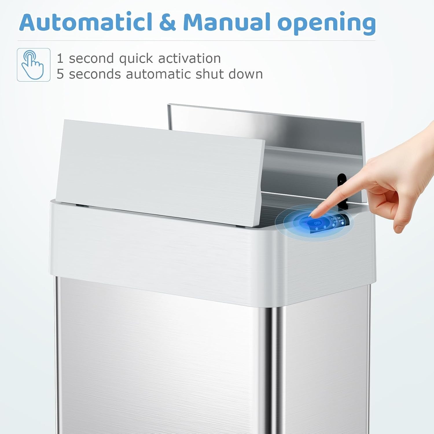 50L Touchless Kitchen Bin | Automatic Sensor Trash Can Silver
