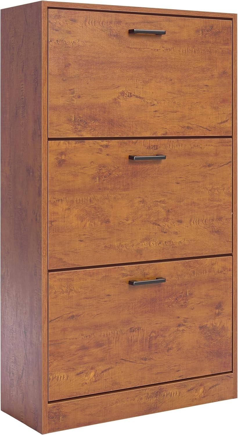 Space-Saving 3 Drawer Shoe Cabinet with Adjustable Shelves & Anti-Tip Safety