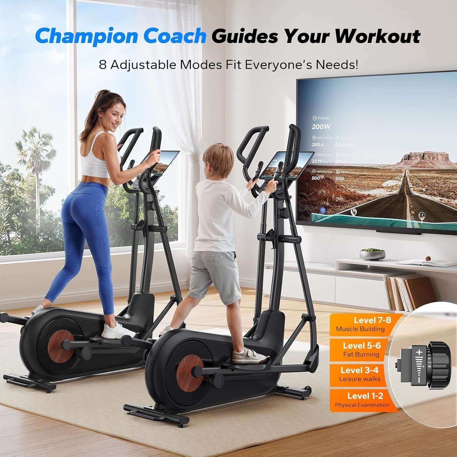 Ultra-Quiet Home Elliptical Trainer, 16-Level Magnetic Resistance