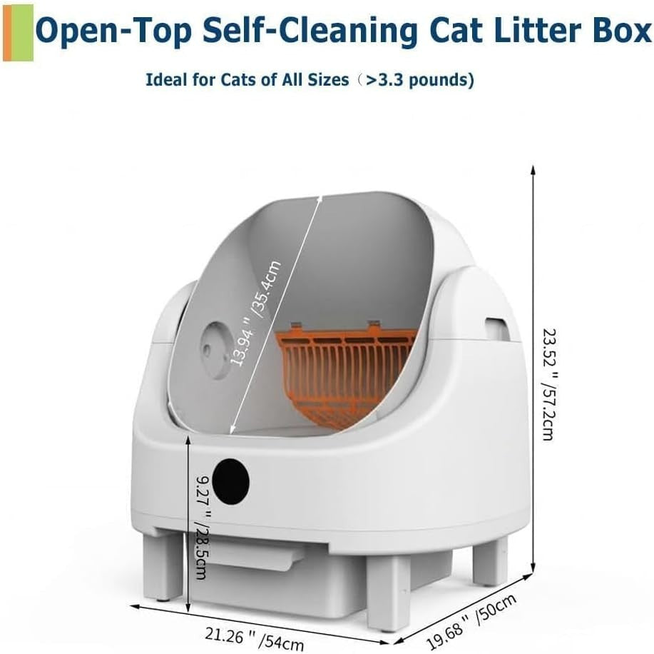 Self Cleaning Cat Litter Box APP Control Open Top 9L Multi Cat XL