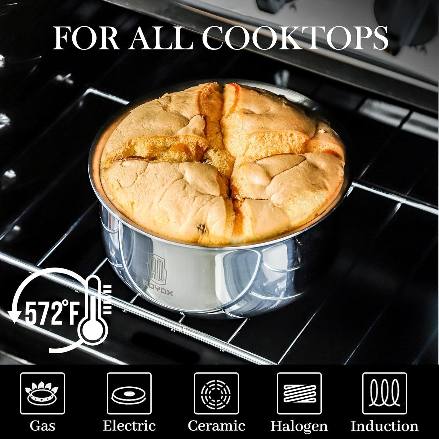 10Pcs Stainless Steel Cookware Set with Steamer Removable Handles Induction Safe