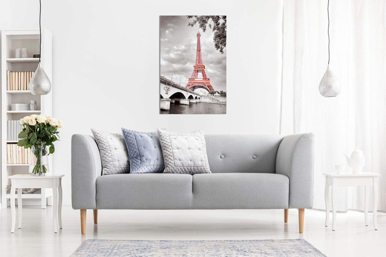 Eiffel Tower Paris Canvas Wall Art 18x12 Framed Modern Print