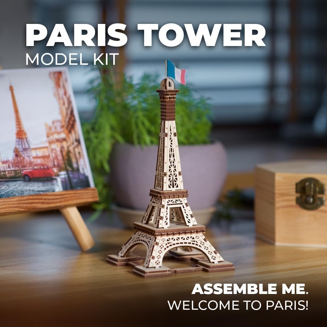 3D Wooden Paris Tower Puzzle Kit - DIY Model Building Gift for Adults