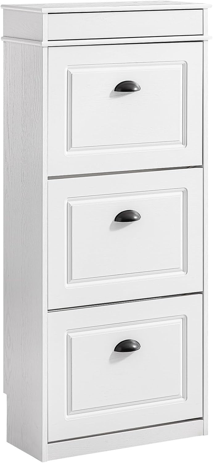 Slim Shoe Rack Cabinet with 3 Flip Drawers & Multi-Use Top Surface