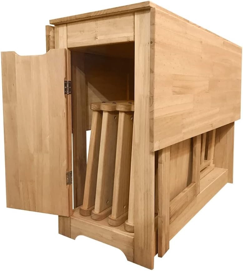 Space-Saving Butterfly Folding Dining Table Set 4 Chairs Waxed Pine