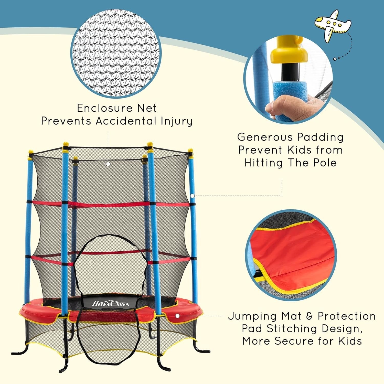 5.2FT Kids Trampoline Safety Enclosure Net Springfree Indoor Outdoor