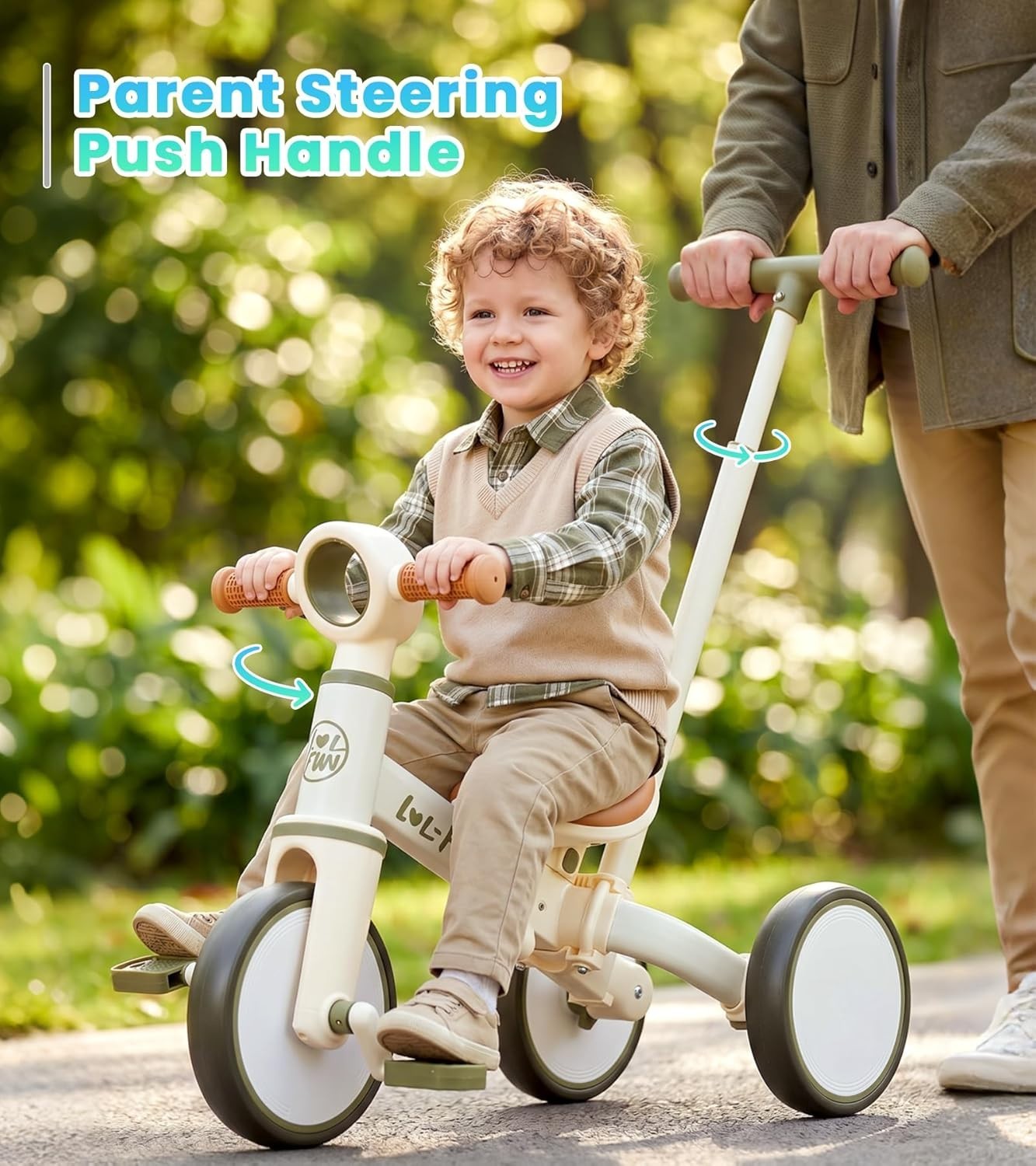 Convertible Toddler Tricycle Parent Push Handle Balance Bike Age 10M-4Y