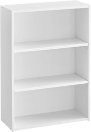 3Tier Wooden Bookcase Tall Storage Display Book Shelf for Living Room White