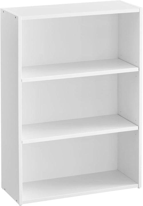 3Tier Wooden Bookcase Tall Storage Display Book Shelf for Living Room White