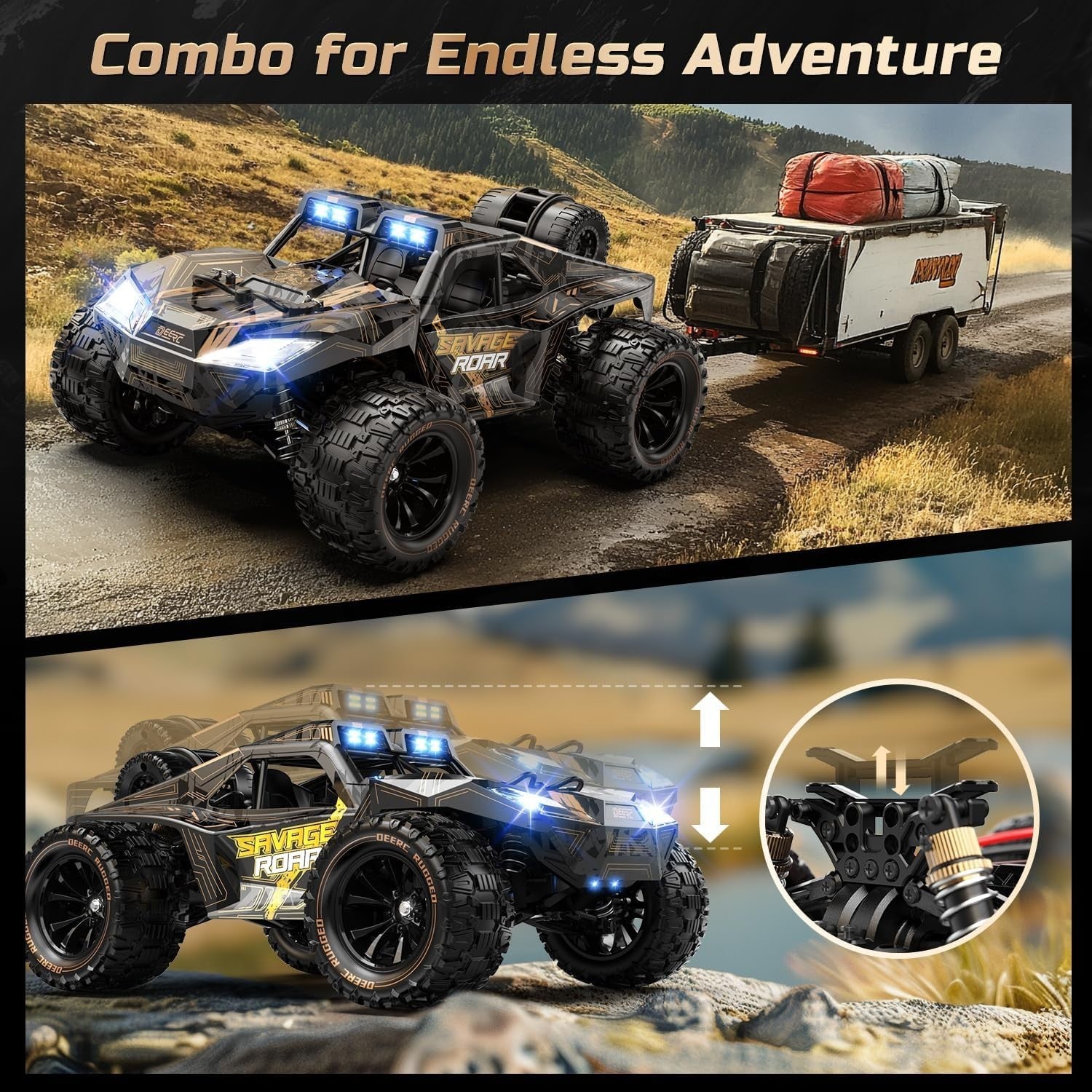 1:14 High-Speed 4x4 RC Monster Truck 40KPH Off-Road Car with LED Lights