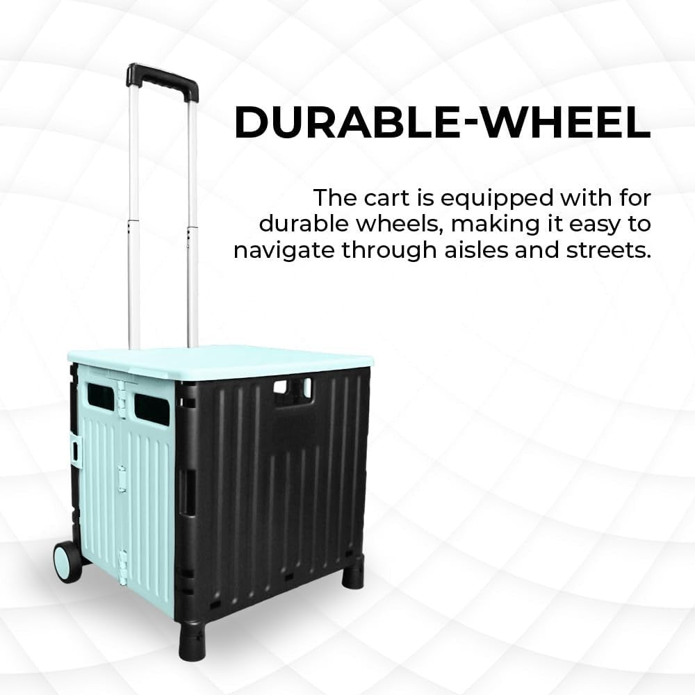 Lightweight 60L 4-Wheel Foldable Trolley for Groceries & Laundry
