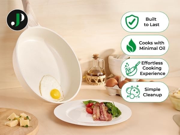15pcs Beige Non Stick Cookware Set Induction Safe Frying Pans Pots with Lids