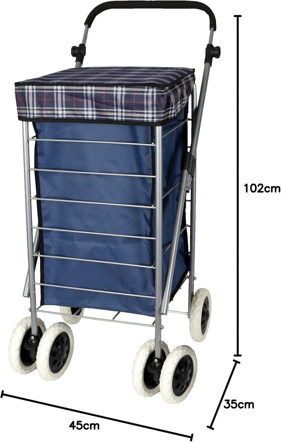 6 Wheel Shopping Trolley Cart 54L Lightweight Waterproof Heavy Duty