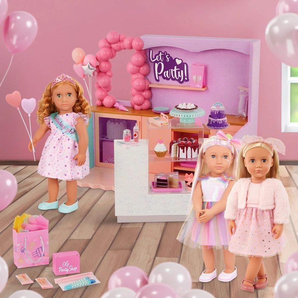 18-Inch Fashion Doll Pink Star Dress Plush Jacket Hair Bow Shoes
