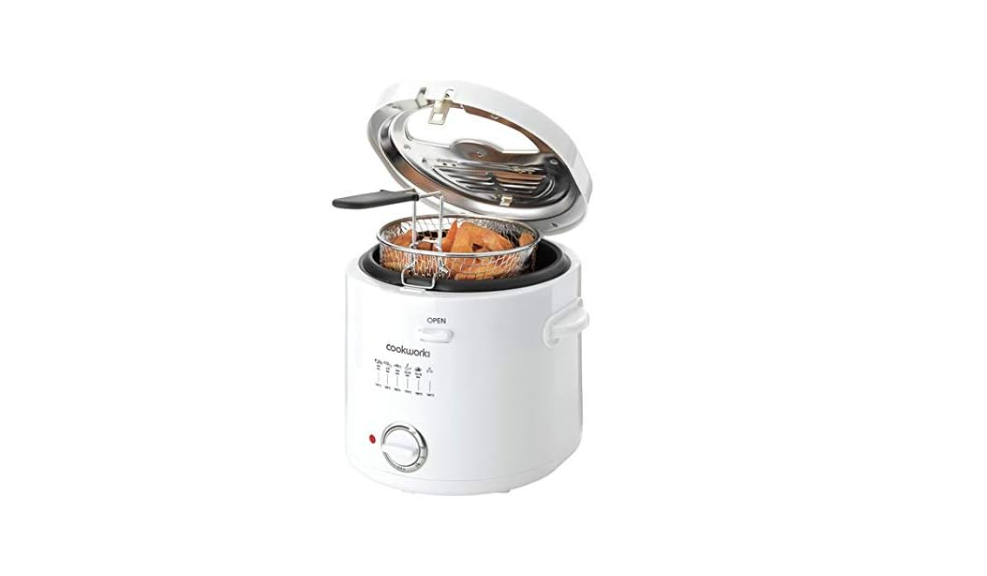 Electric Deep Fat Fryer 1.5L Compact Countertop Fryer Easy Clean White