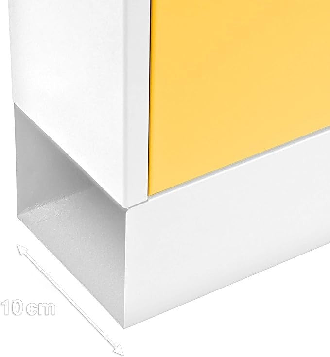 Lockable Wall Mounted Mailbox with Keys – Modern Metal Letterbox, White-Yellow