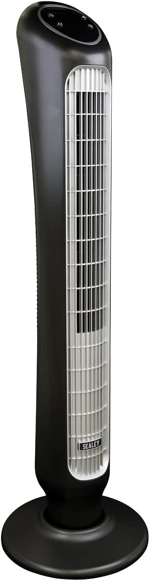 Quiet 43" Tower Fan 5-Speed Oscillating Cooling Air Circulator w/ Remote Silver
