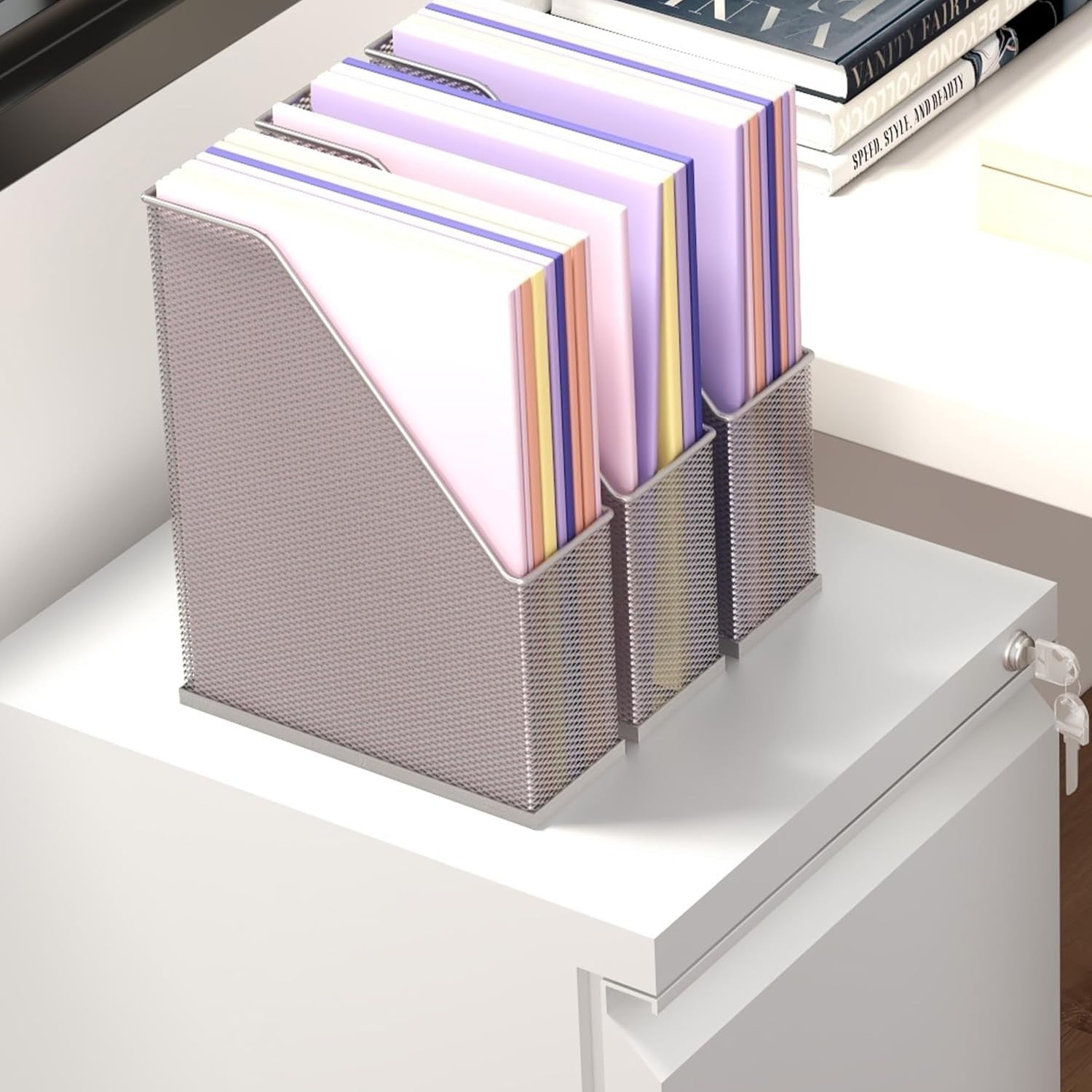 Steel 2 Drawer Lockable Filing Cabinet on Wheels for A4 Letter Legal Size