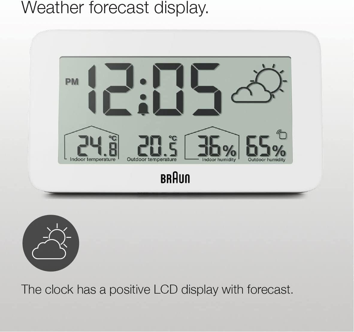 Digital Alarm Clock Indoor Outdoor Temperature Humidity Display Snooze