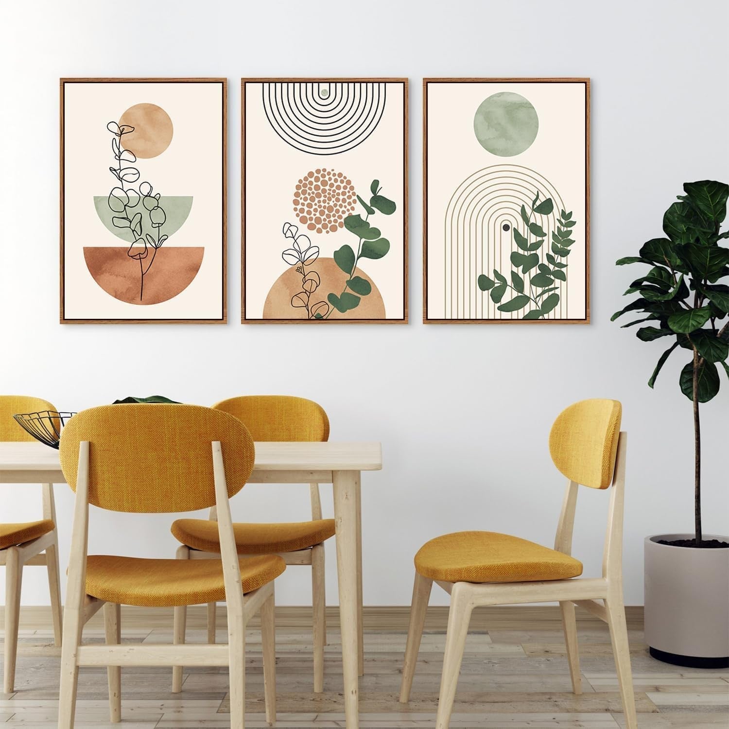 Boho Terracotta Green Abstract Canvas Wall Art Set 30x40cm