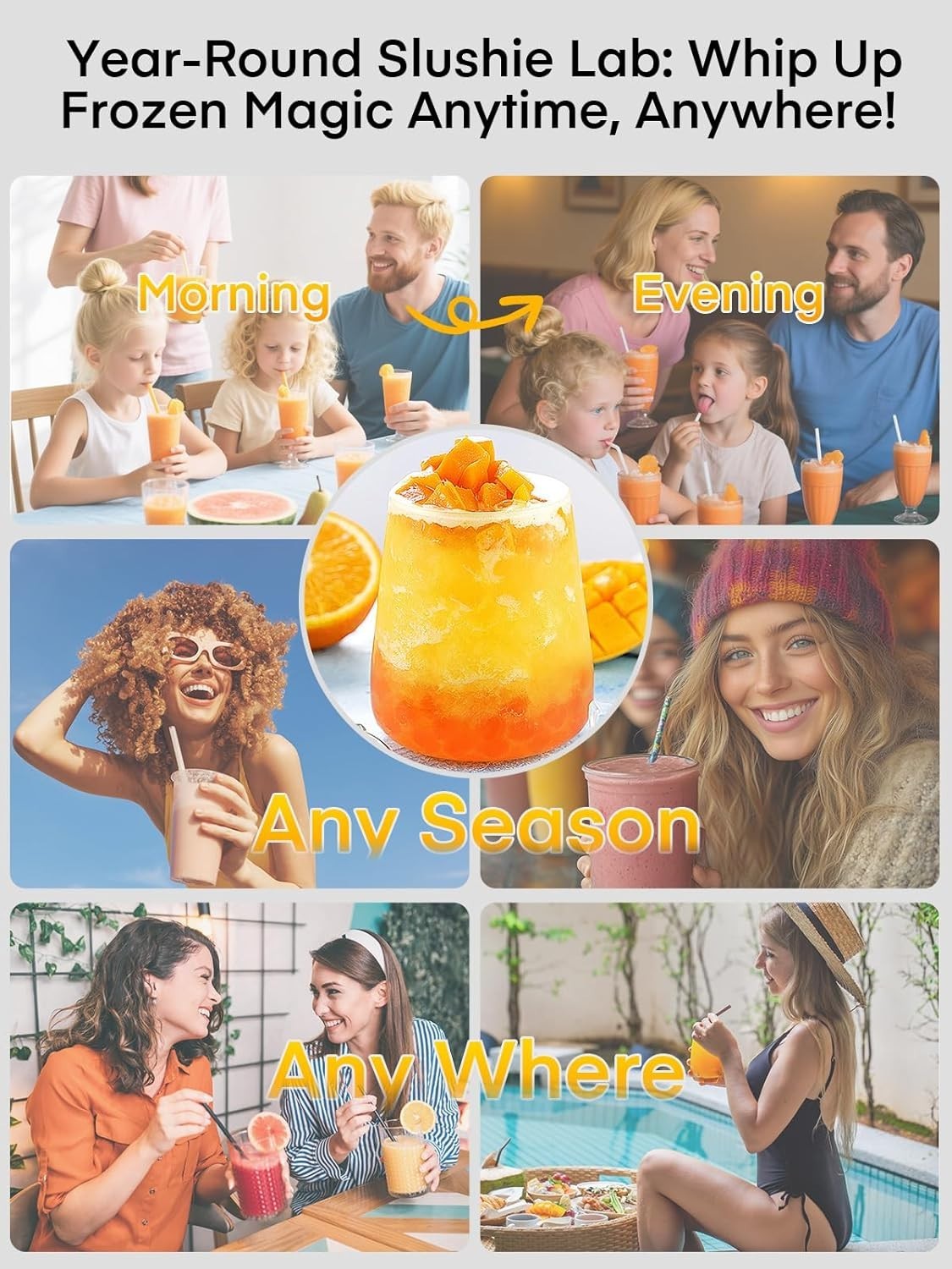 Frozen Drink Slush Machine 2L Self Cleaning No Ice Cocktails Milkshakes