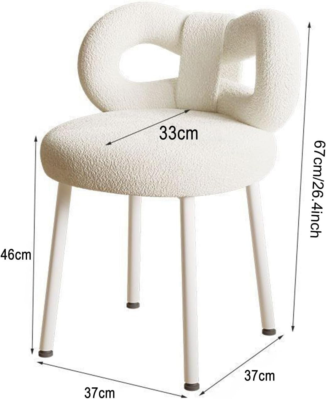 White Velvet Vanity Tub Chair Bow Back Accent Bedroom
