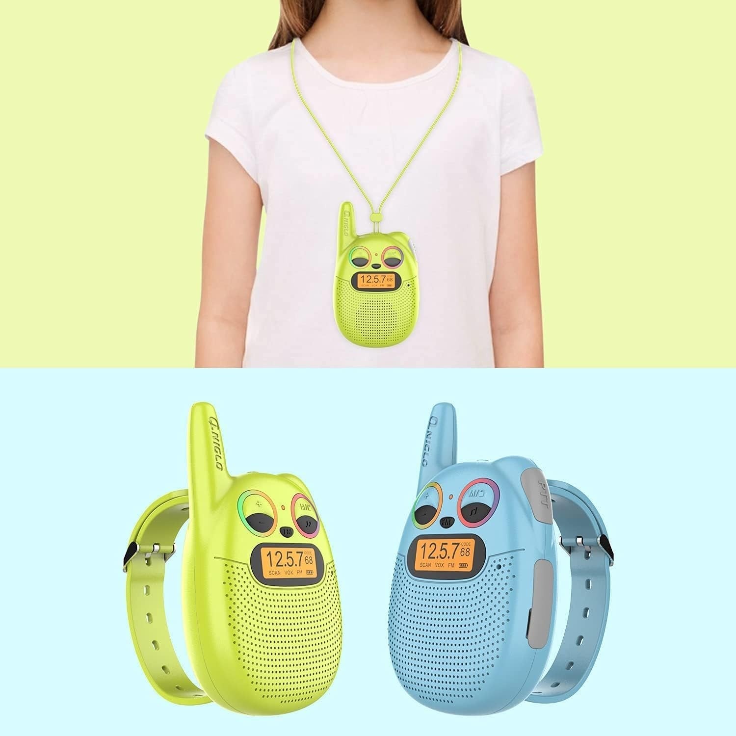 Kids Rechargeable Walkie Talkies Watch Strap FM Radio Long Range Toy