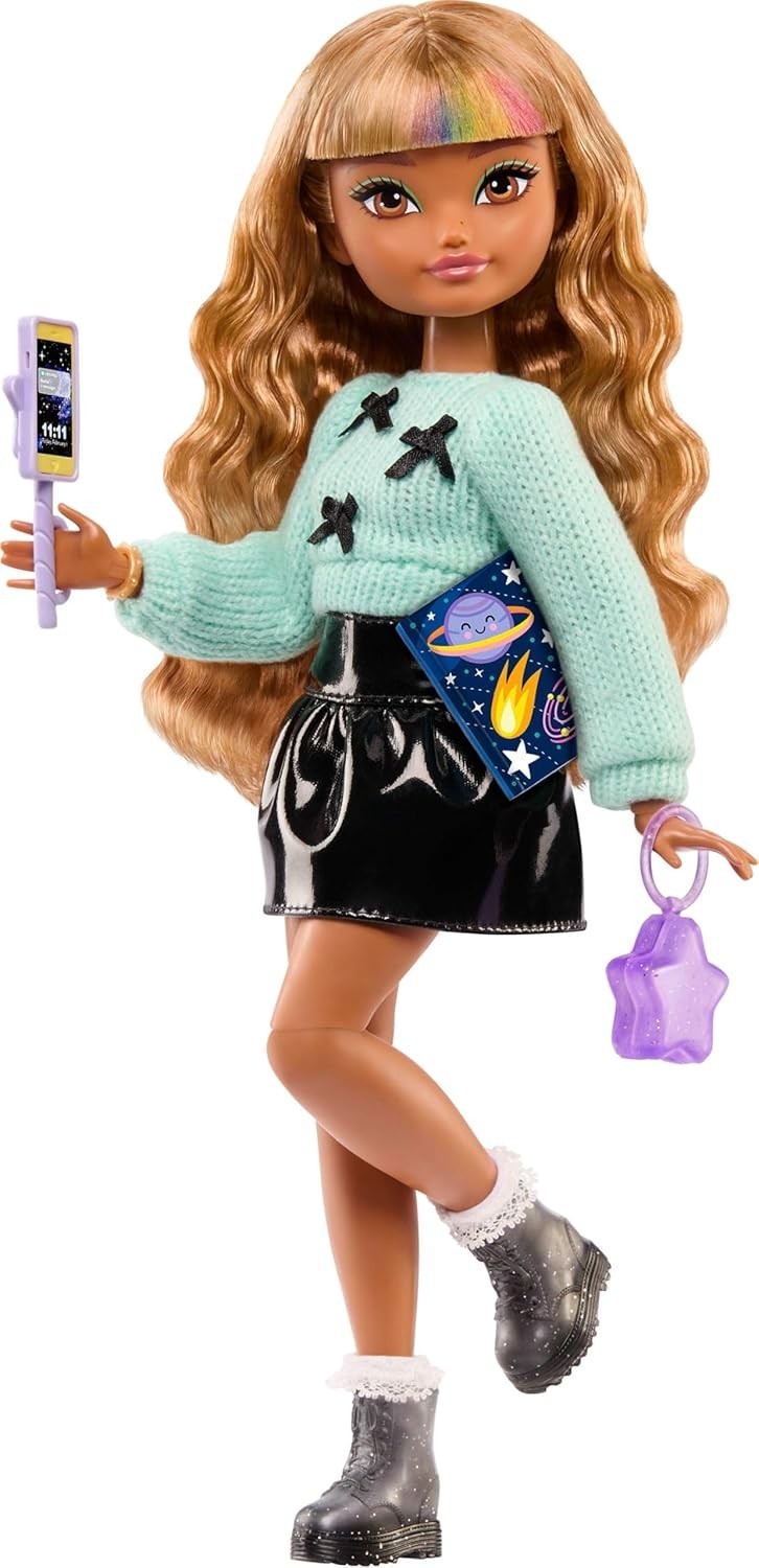 Posable Fashion Doll Accessories Set Wavy Hair Removable Outfit