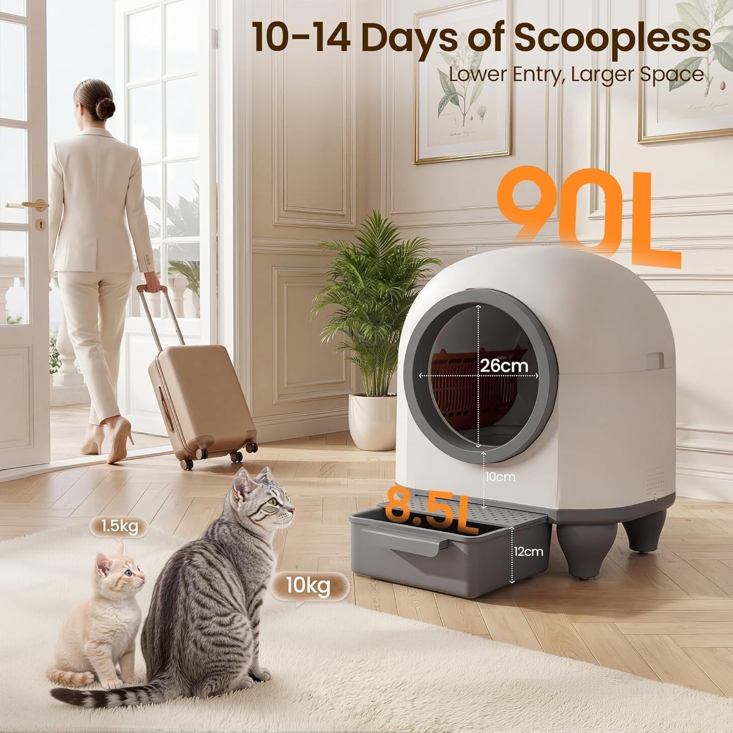XXL Self Cleaning Cat Litter Box App Control Automatic Litter Robot