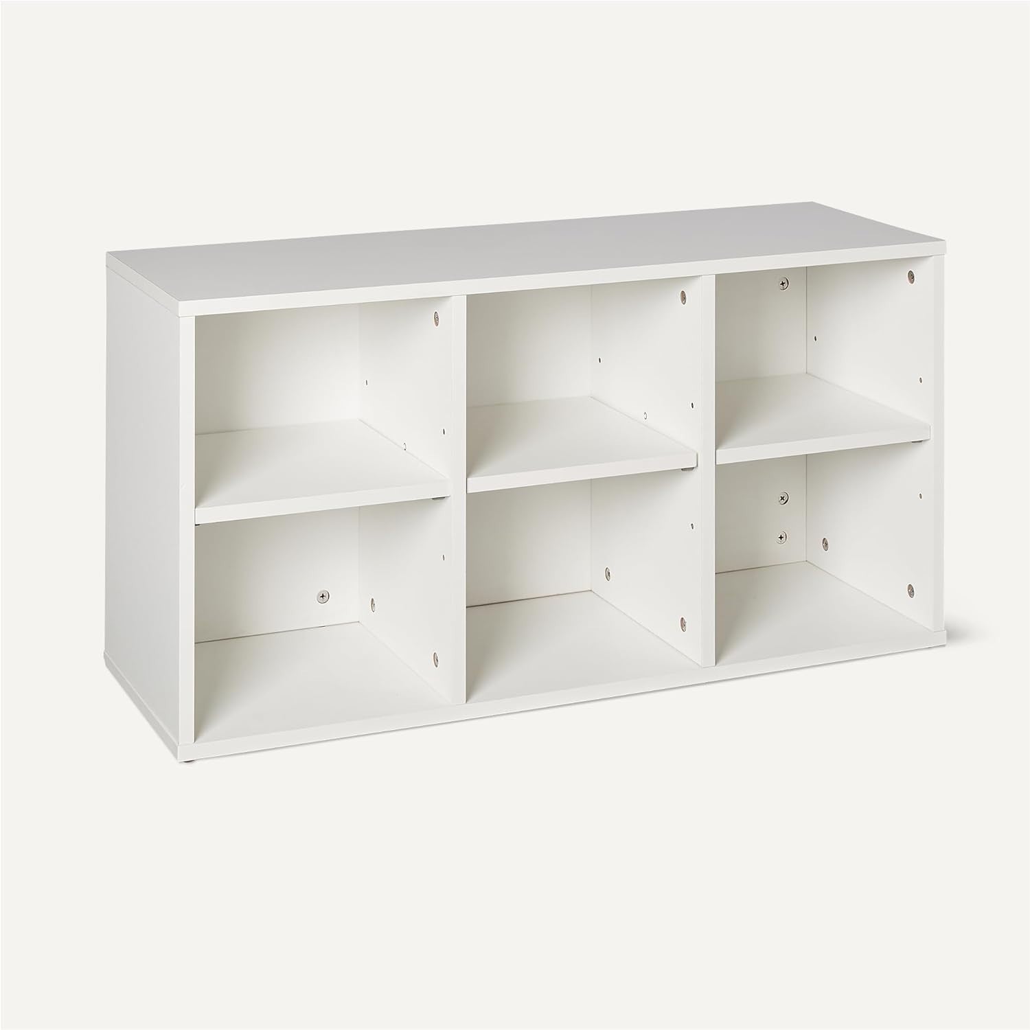 White Shoe Storage Bench with Cushion Seat 6 Compartment Adjustable Shelves