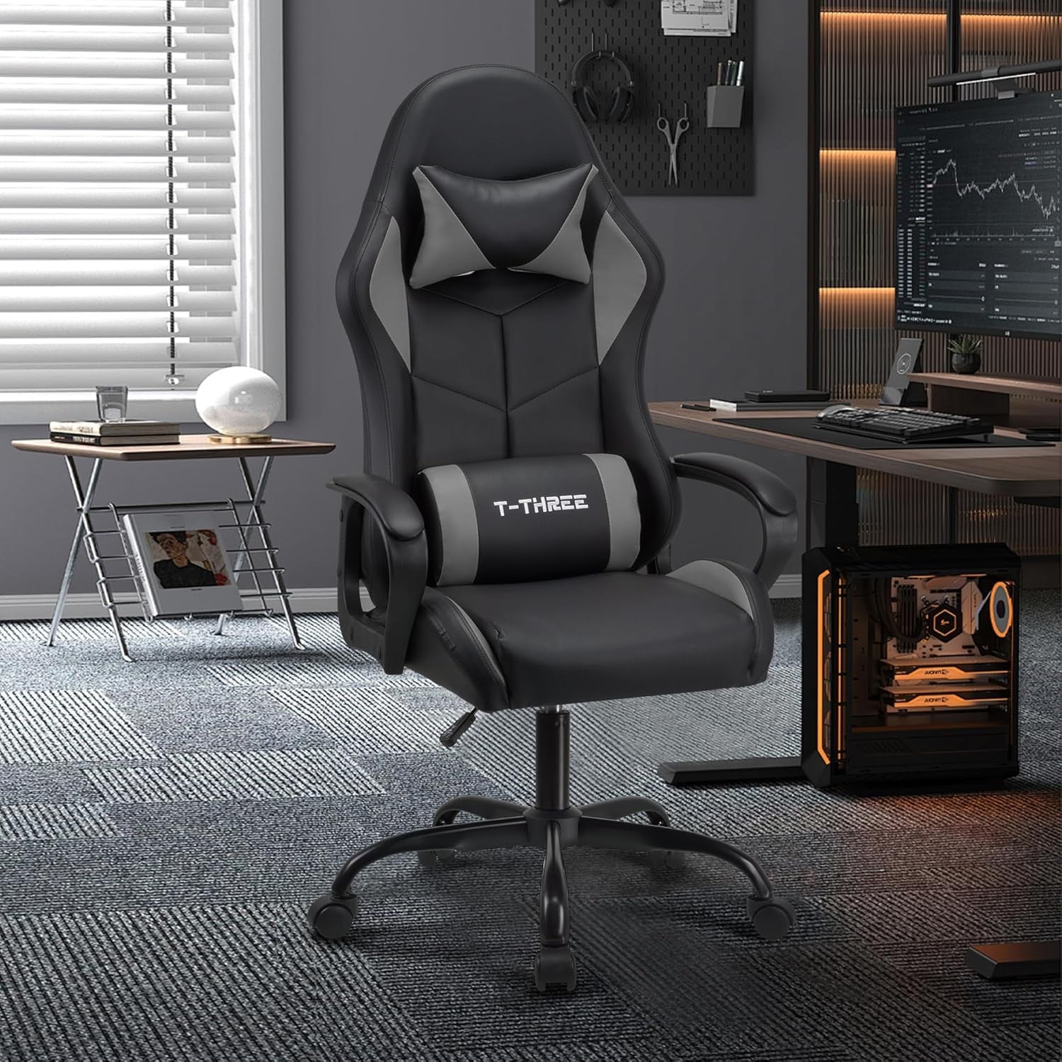 Ergonomic Gaming Chair High Back Swivel Office Chair Grey