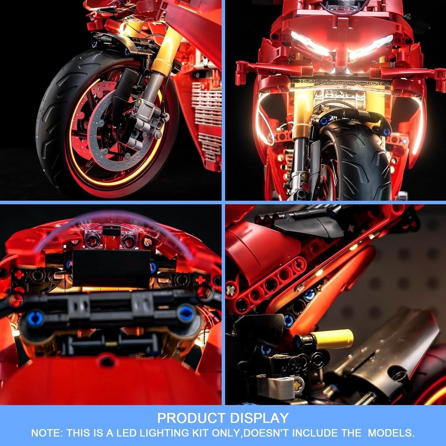 LED Light Kit for Lego Ducati Panigale V4 S Model Motorcycle - Remote Ready