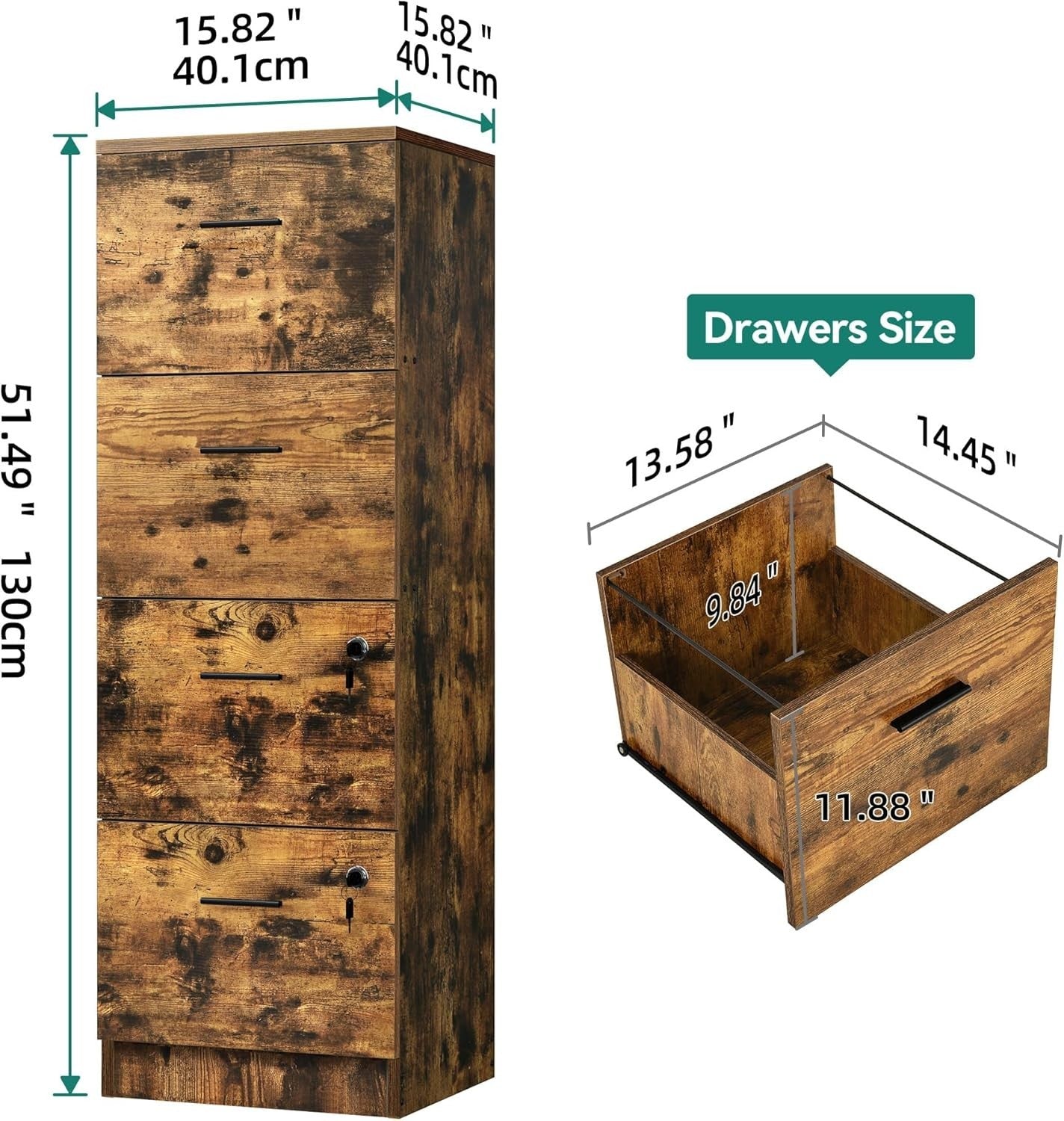 Tall Locking File Cabinet 4 Drawer A4 Letter Vertical Storage Unit