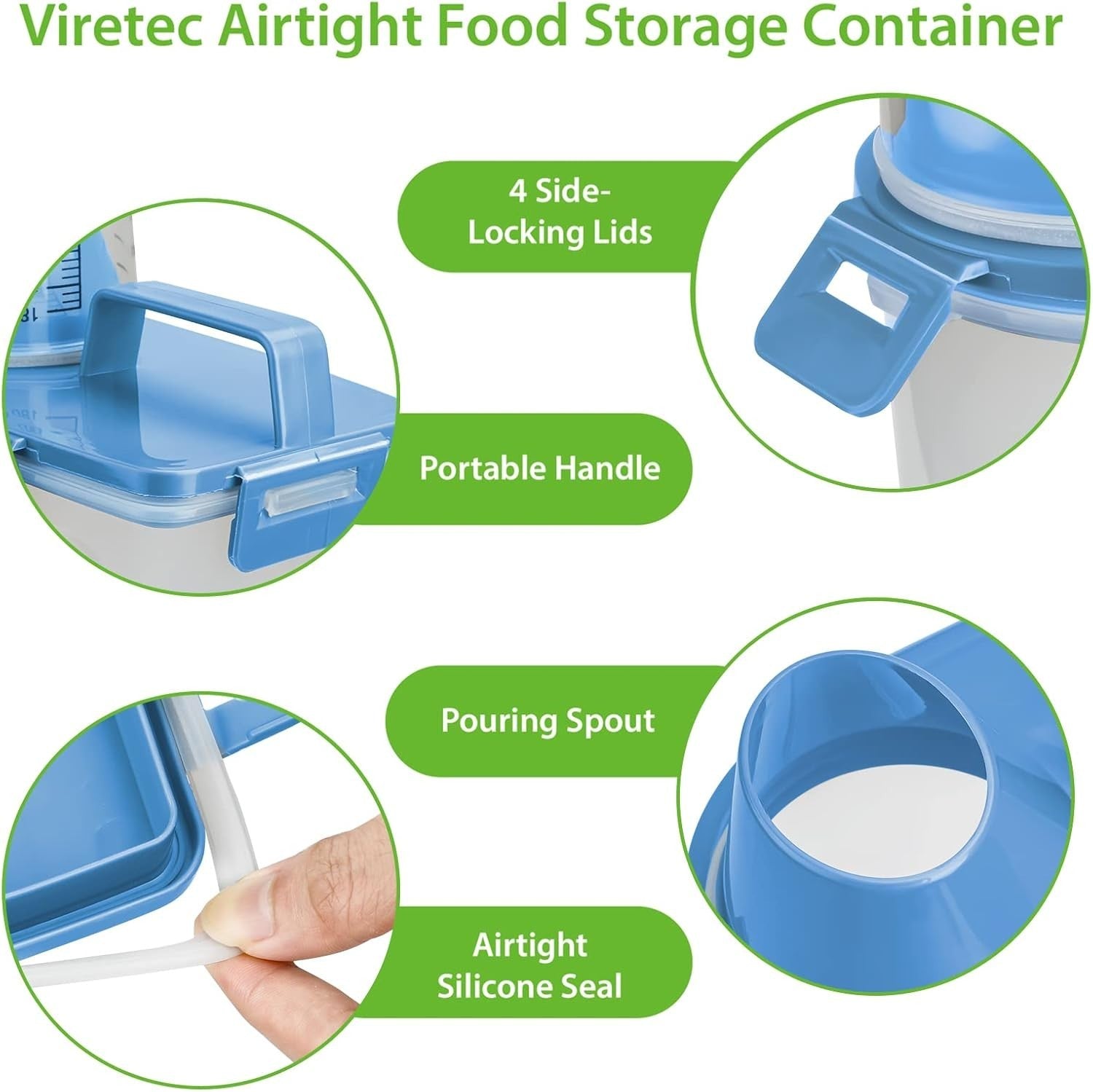 3L Airtight Rice Dispenser BPA Free Dry Food Bin w Cup