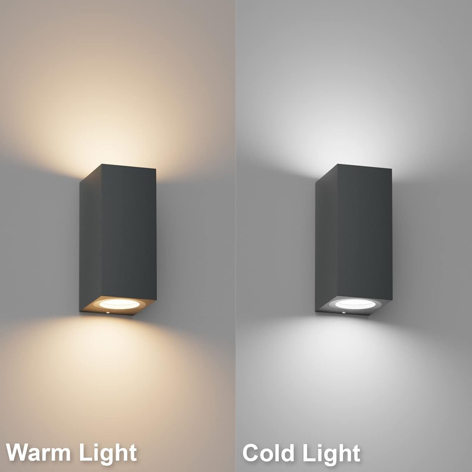 Waterproof Anthracite Outdoor Wall Lights, Modern Up-Down GU10 Sconces 4 Pack